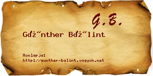 Günther Bálint névjegykártya