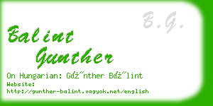 balint gunther business card